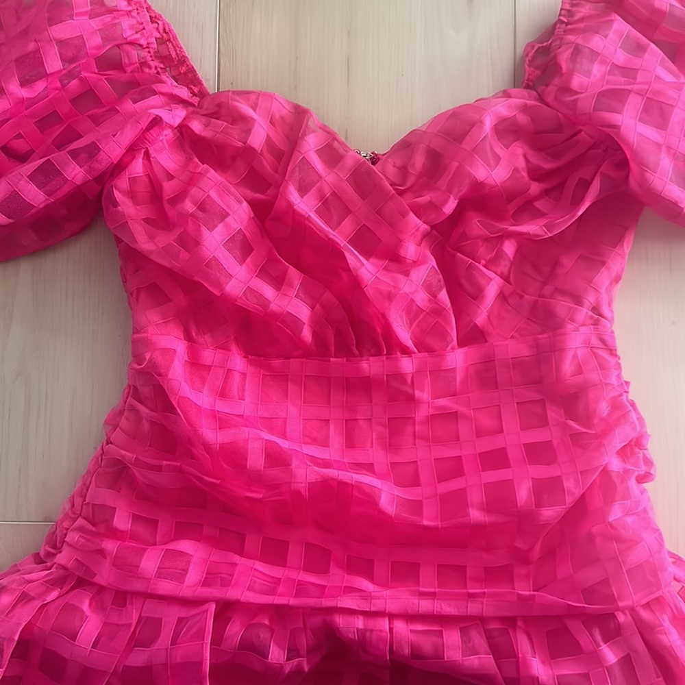 NWT Hello Molly Pink Plaid Mini Dress - Picture 4 of 6